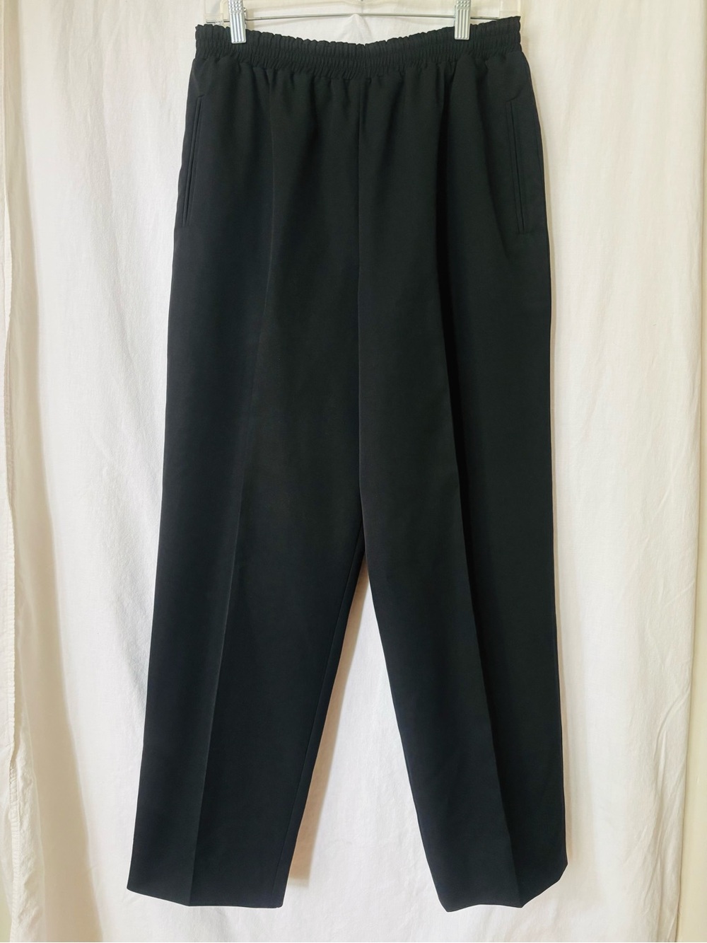 Wool Pull On Trousers Black Straight Leg Size 12